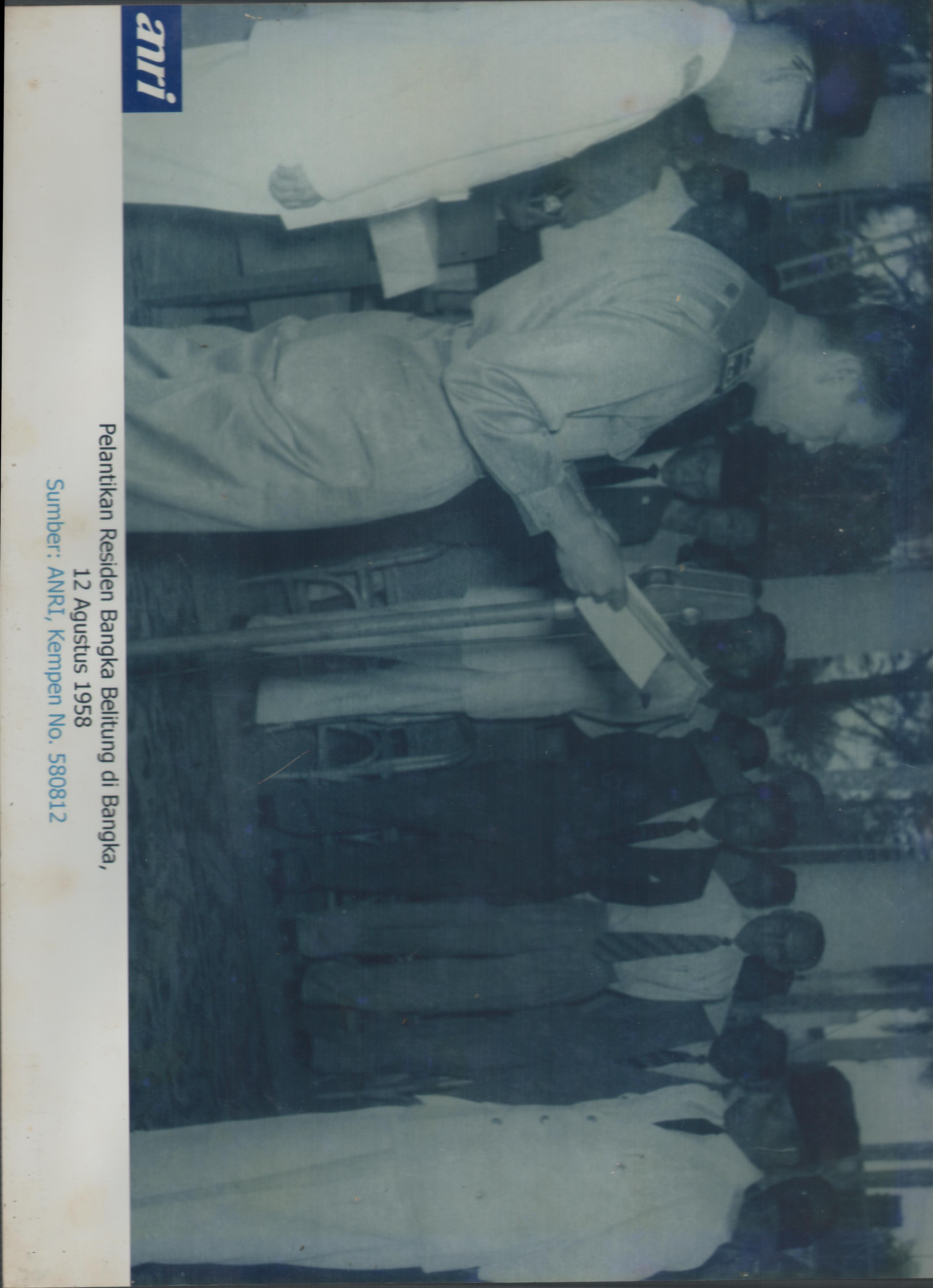 Pelantikan Residen Bangka Belitung di Bangka, pada tanggal 12 Agustus 1958