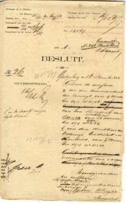 Keputusan Gubernur Jenderal Hindia Belanda Nomor 26  tentang penugasan kepada pegawai pelabuhan untuk ditempatkan sebagai petugas administrasi pada tambang timah di Jebus, Belinyu, Sungailiat, Kerawang, Pangkalpinang,  Sungai Silian, Koba dan Toboali