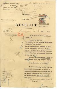 Konsep Keputusan Gubernur Jenderal Hindia Belanda tentang pembukaan pelabuhan Belinyu, Sungailiat, dan Pangkal Alam V untuk kawasan perdagangan umum di Bangka-Biliton,  16 Juli 1913