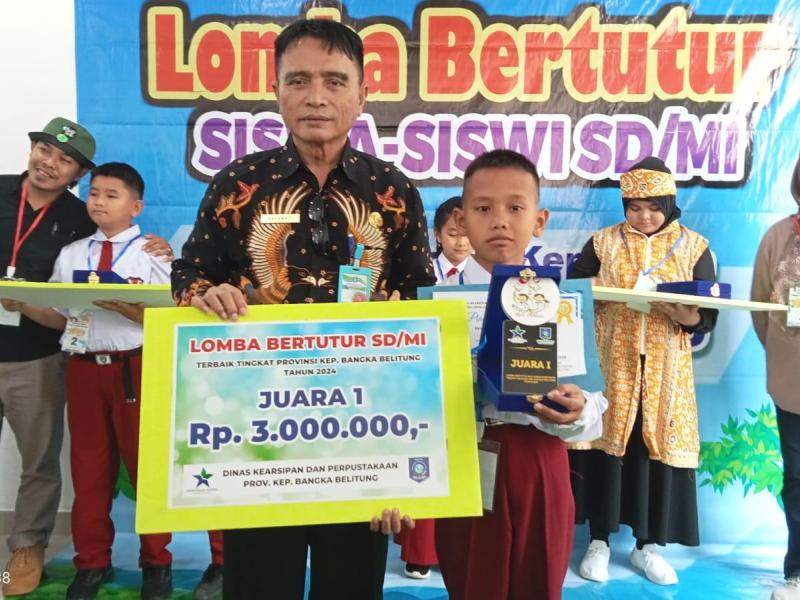 Natan Basel Juara 1 Lomba Bertutur Siswa SD/MI Tingkat Provinsi Babel 2024