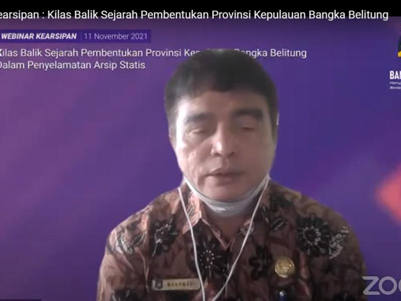 Buka Webinar Kearsipan “Kilas Balik Sejarah Pembentukan Provinsi Babel” Rakhmadi Berharap Ini