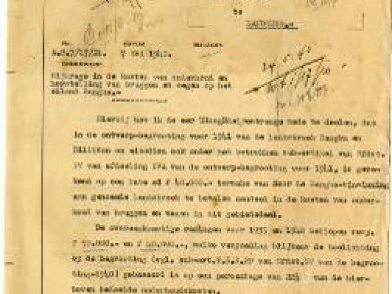 Surat dari Direktur Departemen Dalam Negeri kepada Kepala Dinas Pertambangan Bandung mengenai bantuan biaya pembangunan jembatan dan jalan di Pulau Bangka,  7 Mei 1930