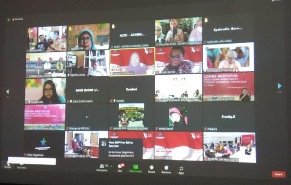 Kepala DKPUS Babel saat mengikuti Technical meeting Lomba Bertutur Tingkat Nasional Tahun 2021 via virtual, Sabtu (4/9/2021).