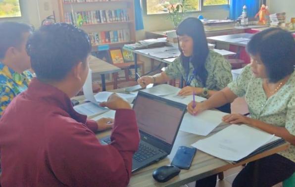 Penilaian Lomba Perpustakaan oleh Tim Lomba Provinsi di Perpustakaan SMA Yosep Pangkalpinang, Selasa (23/4/2024).