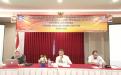 Kepala DKPUS Babel Rakhmadi saat membuka Workshop Hasil Pengawasan Kearsipan Eksternal dan Internal sekaligus penyerahan laporan hasil pengawasan kearsipan ekternal dan internal Provinsi Babel Tahun 2023, Rabu (15/11/2023), di Hotel Cordela..