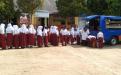 Antrian Siswa SDN 8 Merawang, Kabupaten Bangka untuk bisa mendapatkan bacaan di Pusling Provinsi Babel, Rabu (21/9/2022).