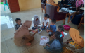 Kegiatan Pelayanan Pusling di Pangkal Buluh, Kecamatan Payung, Bangka Selatan, juga diisi Layanan Story Telling bercerita. 