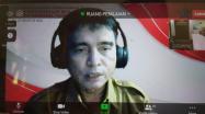 Kepala DKPUS Babel Rakhmadi saat menyampaikan sambutan dalam pembukaan Penilaian Lomba Perpustakaan SLTA Terbaik Tingkat Nasional Tahun 2021 yang dilaksanakan secara daring, Selasa (24/8/2021).